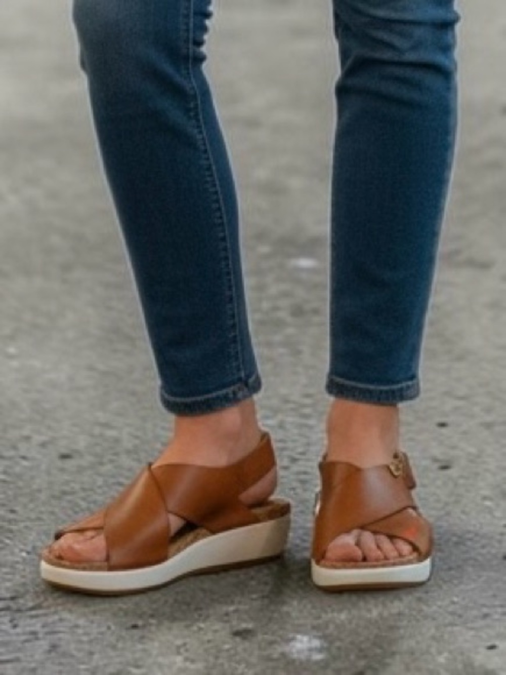 PIKOLINOS Brown Leather Platform Sandals with Buckle